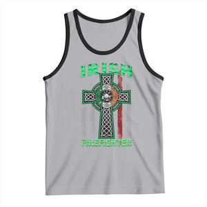 Irish Firefighter Tank Top Celtic Cross American Flag TS09 Athletic Heather Black Print Your Wear