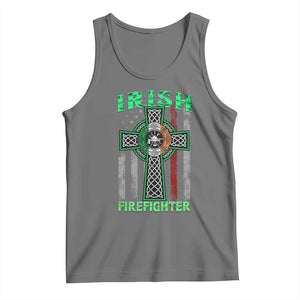 Irish Firefighter Tank Top Celtic Cross American Flag TS09 Black Heather Print Your Wear