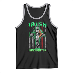 Irish Firefighter Tank Top Celtic Cross American Flag TS09 Black Athletic Heather Print Your Wear