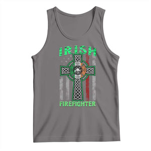 Irish Firefighter Tank Top Celtic Cross American Flag TS09 Deep Heather Print Your Wear