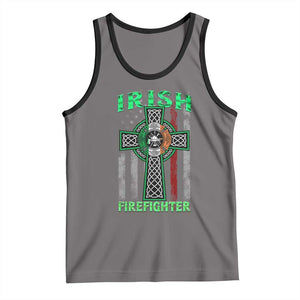 Irish Firefighter Tank Top Celtic Cross American Flag TS09 Deep Heather Black Print Your Wear