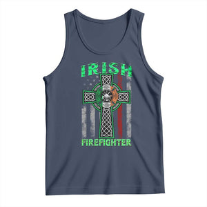 Irish Firefighter Tank Top Celtic Cross American Flag TS09 Navy Print Your Wear