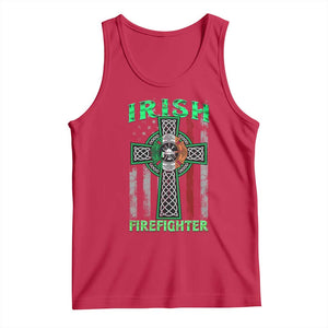 Irish Firefighter Tank Top Celtic Cross American Flag TS09 Red Print Your Wear