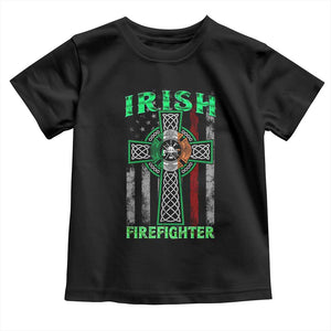 Irish Firefighter Toddler T Shirt Celtic Cross American Flag TS09 Black Print Your Wear