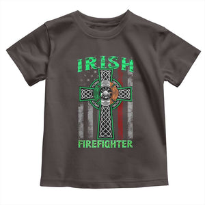 Irish Firefighter Toddler T Shirt Celtic Cross American Flag TS09 Dark Chocolate Print Your Wear