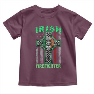 Irish Firefighter Toddler T Shirt Celtic Cross American Flag TS09 Maroon Print Your Wear