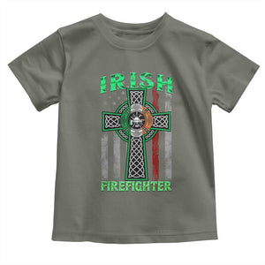 Irish Firefighter Toddler T Shirt Celtic Cross American Flag TS09 Military Green Print Your Wear
