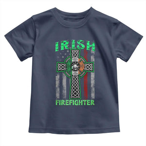 Irish Firefighter Toddler T Shirt Celtic Cross American Flag TS09 Navy Print Your Wear