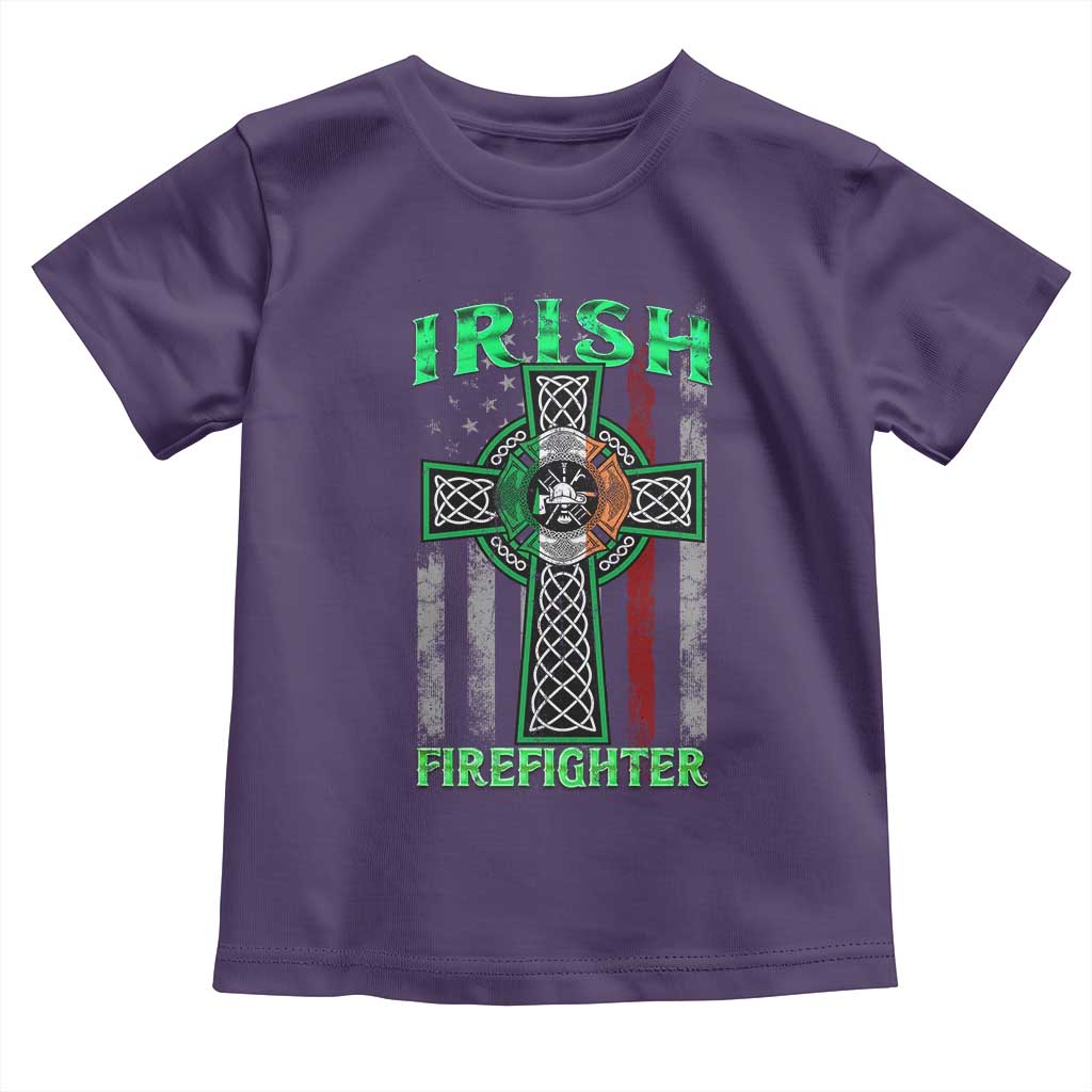 Irish Firefighter Toddler T Shirt Celtic Cross American Flag TS09 Purple Print Your Wear
