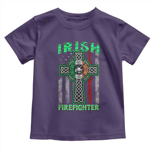 Irish Firefighter Toddler T Shirt Celtic Cross American Flag TS09 Purple Print Your Wear