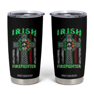 Irish Firefighter Tumbler Cup Celtic Cross American Flag TS09 Black Print Your Wear