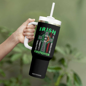 Irish Firefighter Tumbler With Handle Celtic Cross American Flag TS09 Print Your Wear