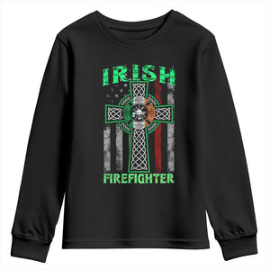 Irish Firefighter Youth Sweatshirt Celtic Cross American Flag TS09 Black Print Your Wear