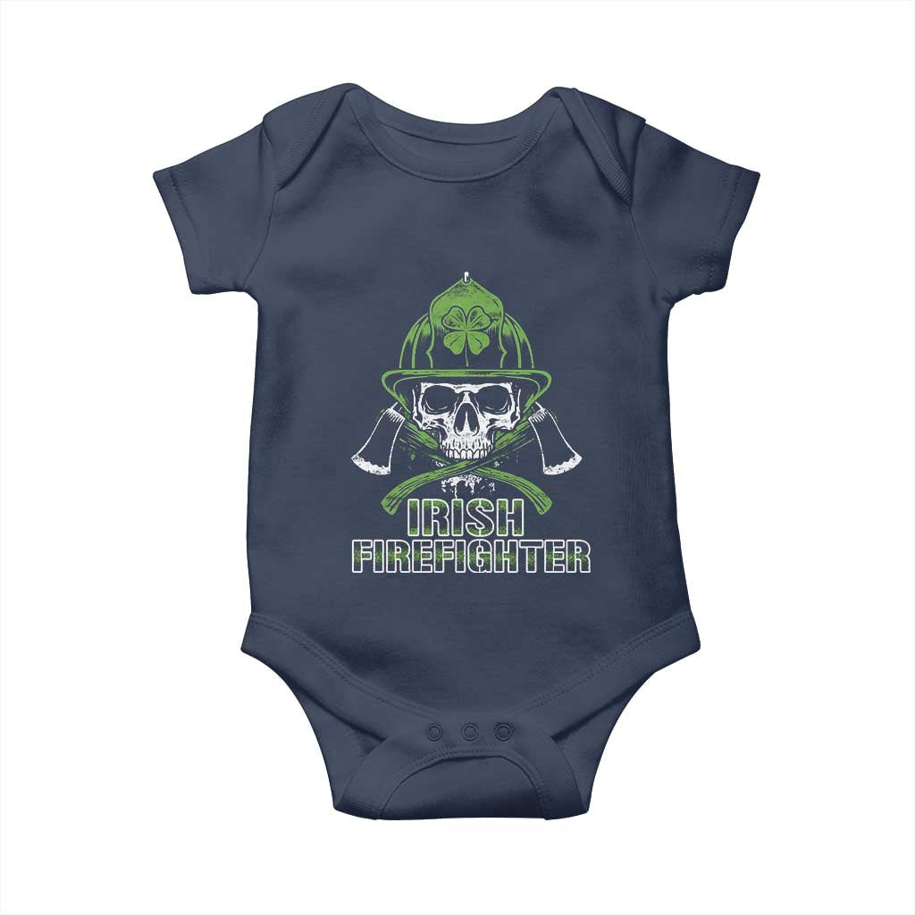 Irish Firefighter Baby Onesie Shamrock Skull Man Of Fire TS09 Navy Print Your Wear