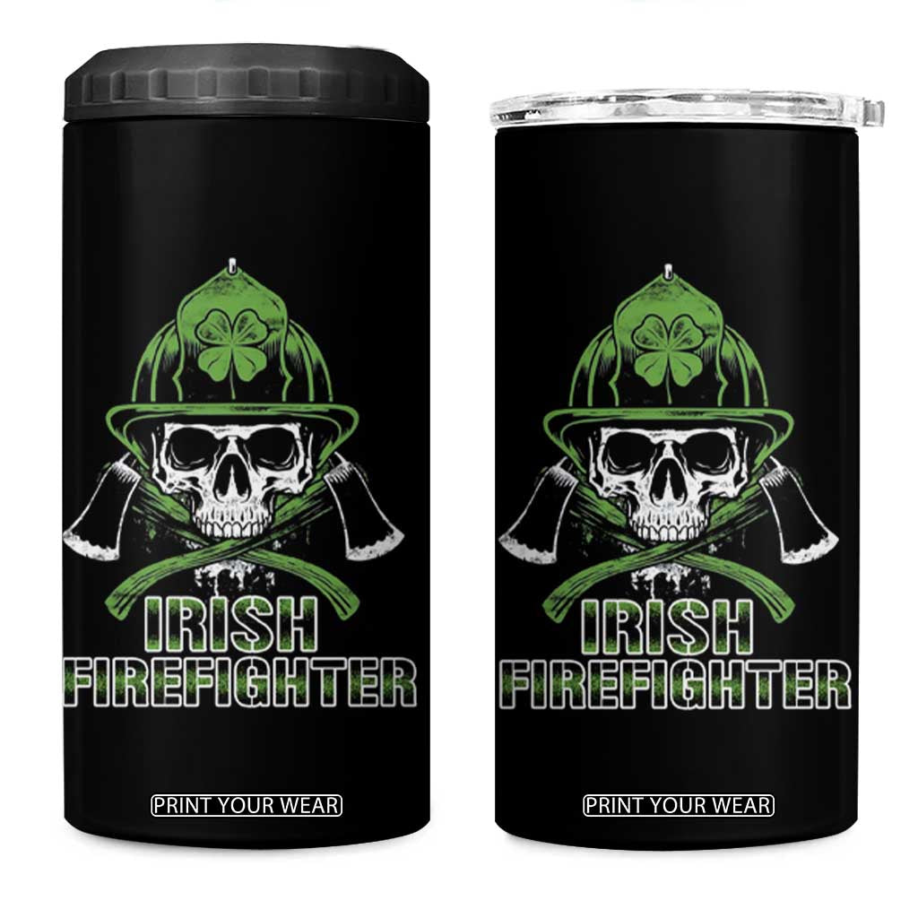 Irish Firefighter 4 in 1 Can Cooler Tumbler Shamrock Skull Man Of Fire TS09 One Size: 16 oz Black Print Your Wear