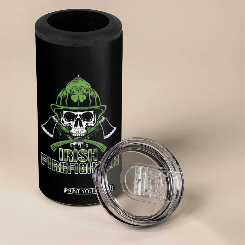 Irish Firefighter 4 in 1 Can Cooler Tumbler Shamrock Skull Man Of Fire TS09 Print Your Wear