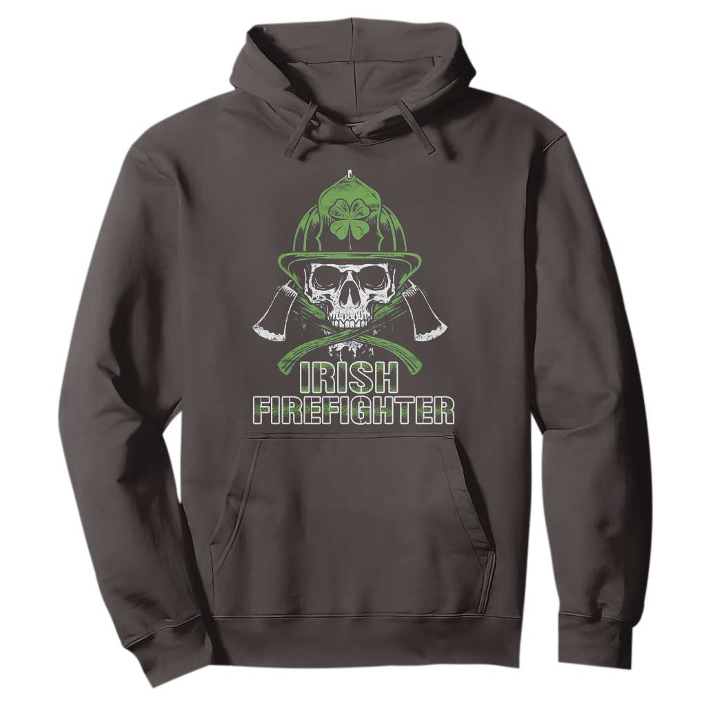 Irish Firefighter Hoodie Shamrock Skull Man Of Fire TS09 Dark Chocolate Print Your Wear