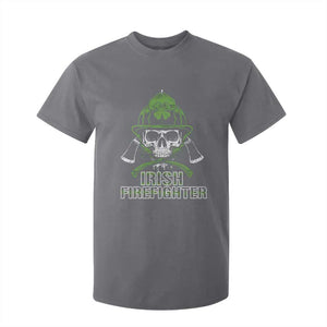 Irish Firefighter T Shirt For Kid Shamrock Skull Man Of Fire TS09 Charcoal Print Your Wear