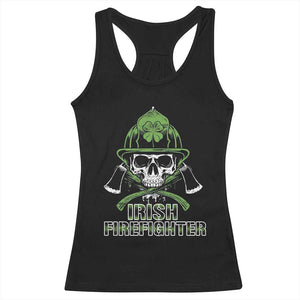 Irish Firefighter Racerback Tank Top Shamrock Skull Man Of Fire TS09 Black Print Your Wear