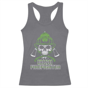 Irish Firefighter Racerback Tank Top Shamrock Skull Man Of Fire TS09 Charcoal Print Your Wear