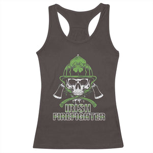 Irish Firefighter Racerback Tank Top Shamrock Skull Man Of Fire TS09 Dark Chocolate Print Your Wear