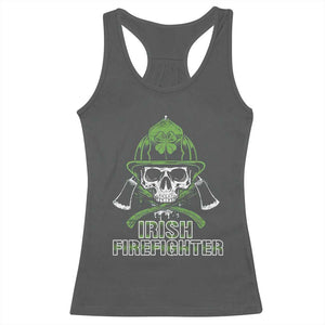 Irish Firefighter Racerback Tank Top Shamrock Skull Man Of Fire TS09 Dark Heather Print Your Wear