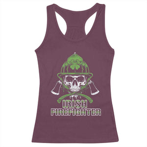Irish Firefighter Racerback Tank Top Shamrock Skull Man Of Fire TS09 Maroon Print Your Wear