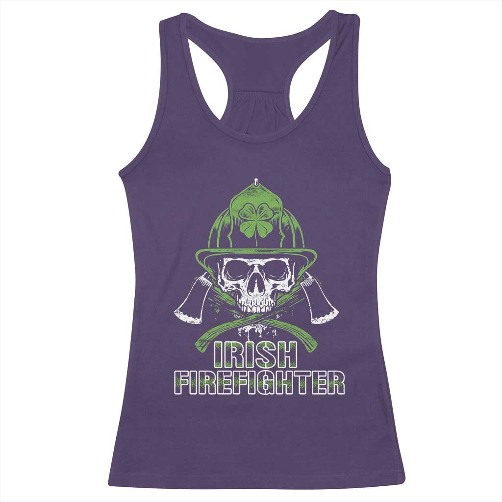 Irish Firefighter Racerback Tank Top Shamrock Skull Man Of Fire TS09 Purple Print Your Wear