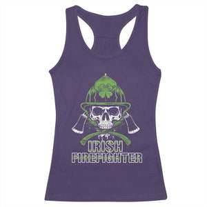 Irish Firefighter Racerback Tank Top Shamrock Skull Man Of Fire TS09 Purple Print Your Wear