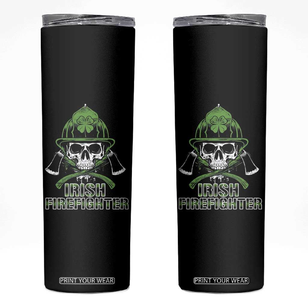 Irish Firefighter Skinny Tumbler Shamrock Skull Man Of Fire TS09 Black Print Your Wear