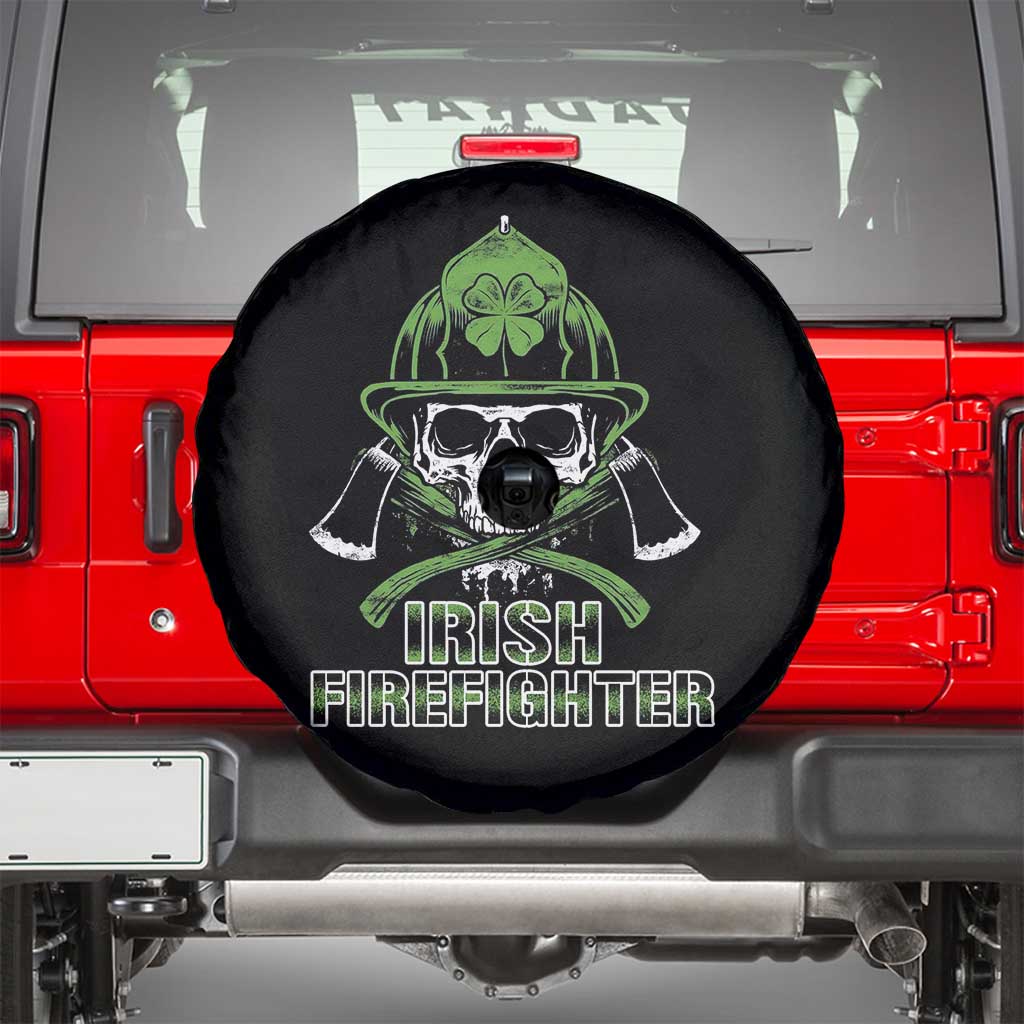 Irish Firefighter Spare Tire Cover Shamrock Skull Man Of Fire TS09 Black Print Your Wear