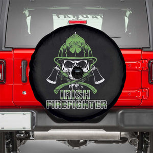 Irish Firefighter Spare Tire Cover Shamrock Skull Man Of Fire TS09 Black Print Your Wear