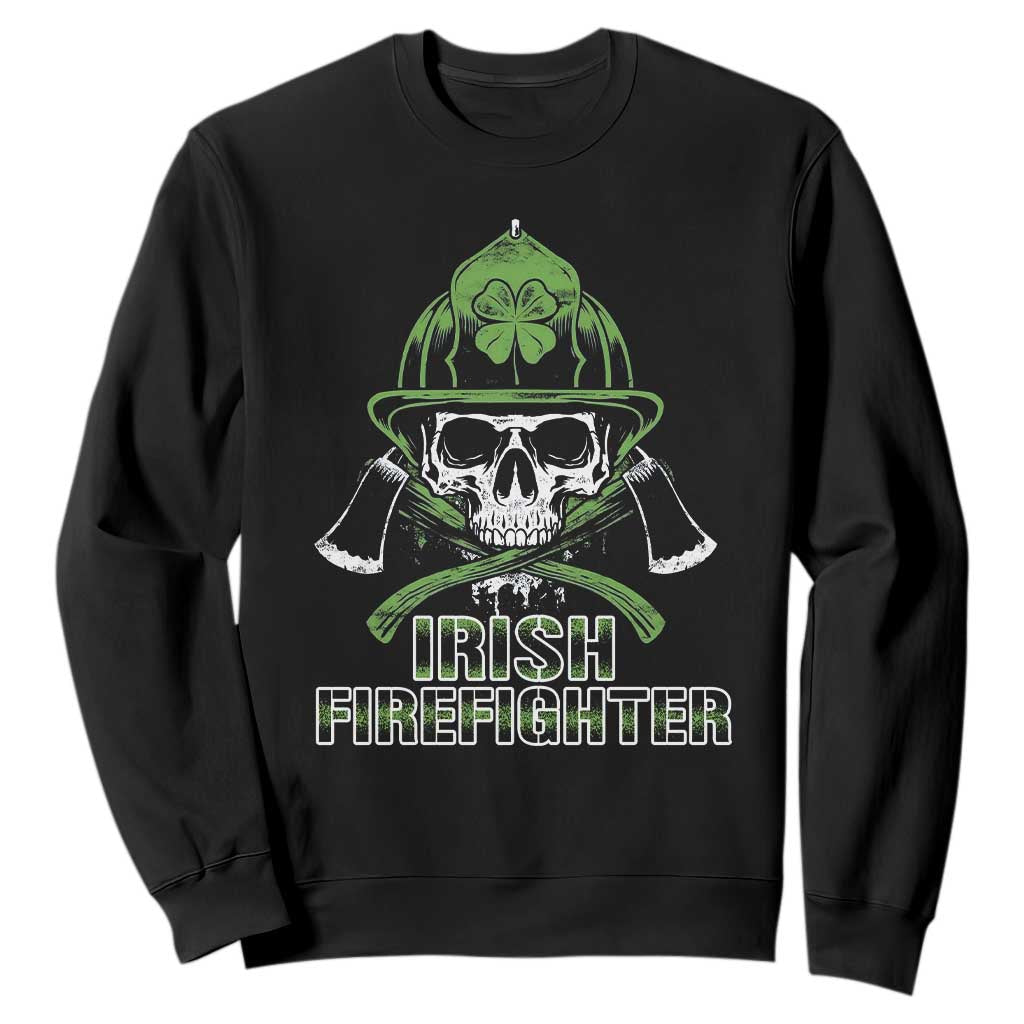 Irish Firefighter Sweatshirt Shamrock Skull Man Of Fire TS09 Black Print Your Wear
