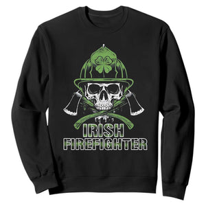 Irish Firefighter Sweatshirt Shamrock Skull Man Of Fire TS09 Black Print Your Wear