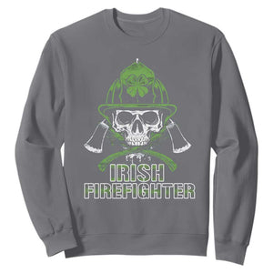 Irish Firefighter Sweatshirt Shamrock Skull Man Of Fire TS09 Charcoal Print Your Wear