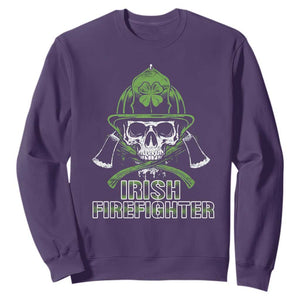 Irish Firefighter Sweatshirt Shamrock Skull Man Of Fire TS09 Purple Print Your Wear