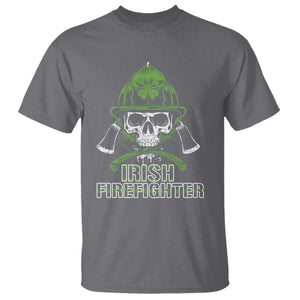 Irish Firefighter T Shirt Shamrock Skull Man Of Fire TS09 Charcoal Print Your Wear