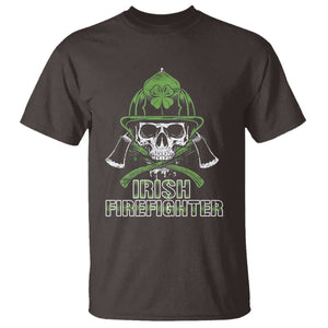 Irish Firefighter T Shirt Shamrock Skull Man Of Fire TS09 Dark Chocolate Print Your Wear