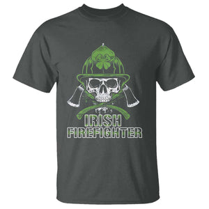 Irish Firefighter T Shirt Shamrock Skull Man Of Fire TS09 Dark Heather Print Your Wear