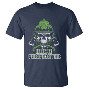 Irish Firefighter T Shirt Shamrock Skull Man Of Fire TS09 Navy Print Your Wear