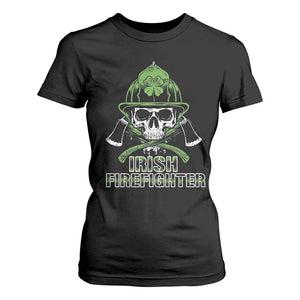 Irish Firefighter T Shirt For Women Shamrock Skull Man Of Fire TS09 Black Print Your Wear