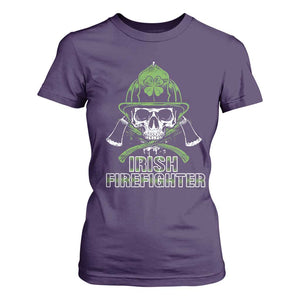 Irish Firefighter T Shirt For Women Shamrock Skull Man Of Fire TS09 Purple Print Your Wear