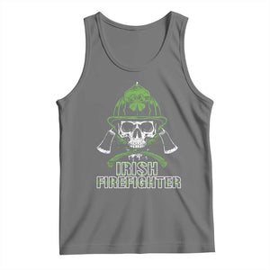 Irish Firefighter Tank Top Shamrock Skull Man Of Fire TS09 Black Heather Print Your Wear