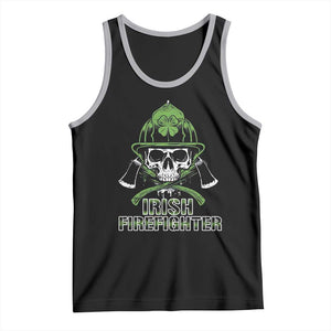 Irish Firefighter Tank Top Shamrock Skull Man Of Fire TS09 Black Athletic Heather Print Your Wear