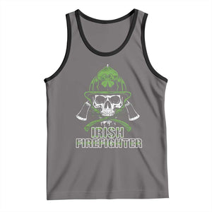 Irish Firefighter Tank Top Shamrock Skull Man Of Fire TS09 Deep Heather Black Print Your Wear