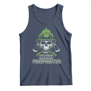 Irish Firefighter Tank Top Shamrock Skull Man Of Fire TS09 Navy Print Your Wear