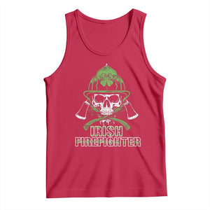 Irish Firefighter Tank Top Shamrock Skull Man Of Fire TS09 Red Print Your Wear