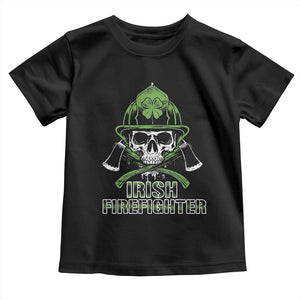 Irish Firefighter Toddler T Shirt Shamrock Skull Man Of Fire TS09 Black Print Your Wear