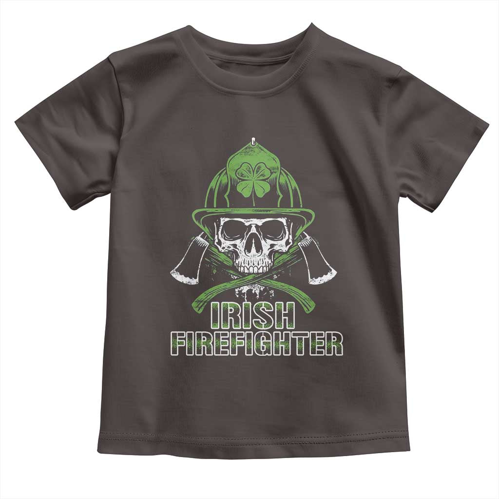 Irish Firefighter Toddler T Shirt Shamrock Skull Man Of Fire TS09 Dark Chocolate Print Your Wear