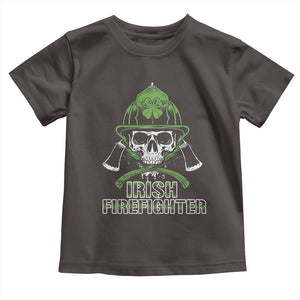 Irish Firefighter Toddler T Shirt Shamrock Skull Man Of Fire TS09 Dark Chocolate Print Your Wear
